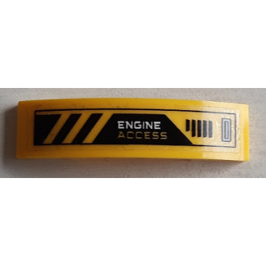 yellow slope curved 4 x 1 x 2 3 double with engine access air vents and black danger stripes pattern sticker - set 60188