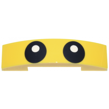 yellow slope curved 4 x 1 x 2 3 double with black eyes with white glints pattern