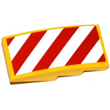 yellow slope curved 4 x 2 with red and white danger stripes pattern model left side sticker - set 60076
