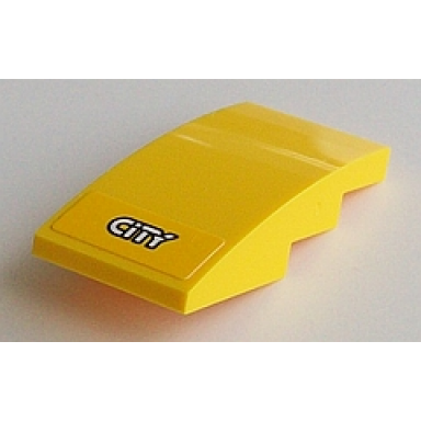 yellow slope curved 4 x 2 with white city pattern sticker - set 60098