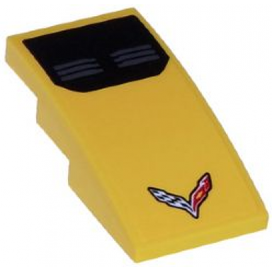 yellow slope curved 4 x 2 with double air vent grilles and corvette racing logo pattern sticker - set 75870