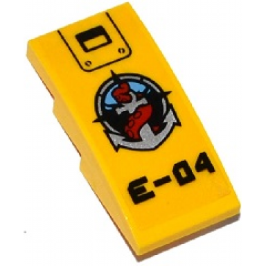 yellow slope curved 4 x 2 with hatch deep sea logo with silver anchor and red tentacle and e-04 pattern sticker - set 60095