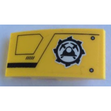 yellow slope curved 4 x 2 with mining logo and black lines pattern model left side sticker - set 60188