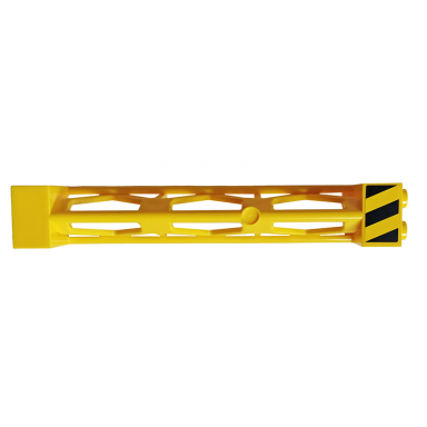 yellow support 2 x 2 x 10 girder triangular vertical - type 4 - 3 posts 3 sections with black and yellow danger stripes pattern sticker - set 76037