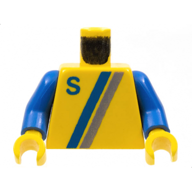 yellow torso town s logo light gray blue pattern blue arms yellow hands