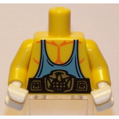 yellow torso muscles with medium blue tank top and belt pattern yellow arms white hands