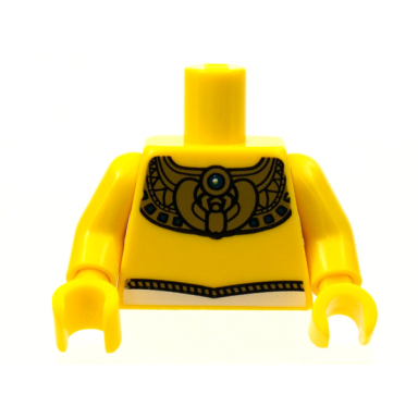 yellow torso ancient egyptian gold collar with blue jewel and white belt pattern yellow arms yellow hands
