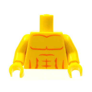 yellow torso bare chest with muscles outline pattern yellow arms yellow hands