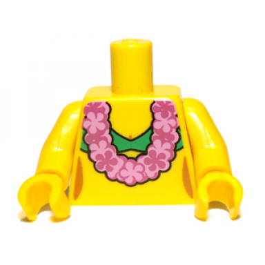 yellow torso green bikini top and pink lei pattern yellow arms yellow hands