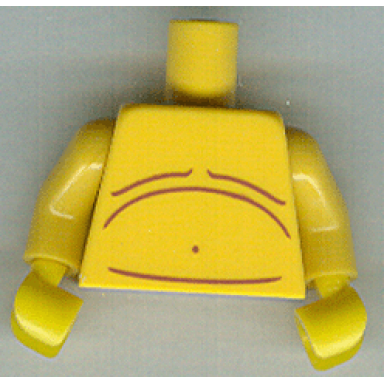 yellow torso bare chest with body lines pattern yellow arms yellow hands