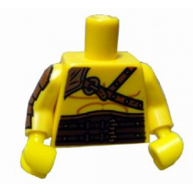 yellow torso gladiator armor with leather straps pattern yellow arm left yellow arm right with gold armor pattern yellow hands