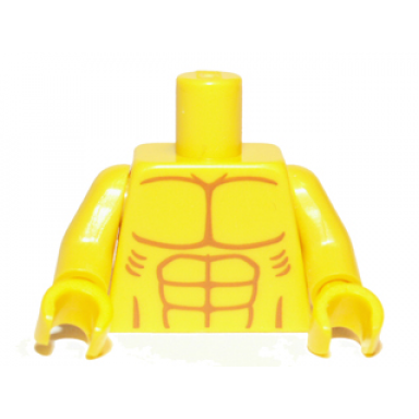 yellow torso bare chest with muscles and ribs outline pattern yellow arms yellow hands