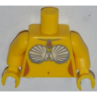 yellow torso mermaid seashell bra and sea snail necklace pattern yellow arms yellow hands