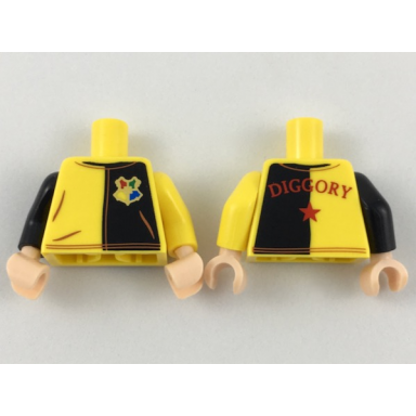 yellow torso jersey with black on left with hogwarts crest red diggory and star on back pattern yellow arm left black arm right light nougat hands