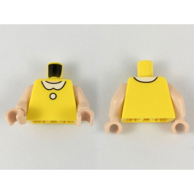 yellow torso with white collar and button pattern light nougat arms light nougat hands