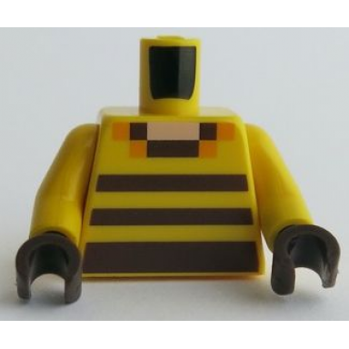 yellow torso pixelated light nougat neck and dark brown stripes pattern yellow arms dark brown hands