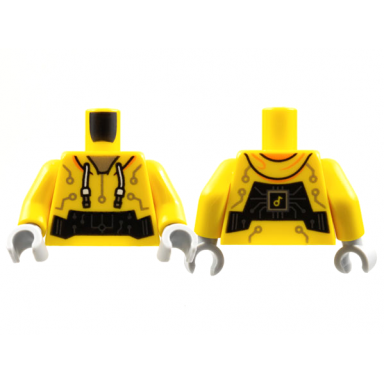 yellow torso hoodie silver neck and circuitry pattern yellow arms light bluish gray hands
