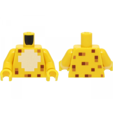 yellow torso pixelated white chest and nougat and reddish brown squares pattern yellow arms yellow hands