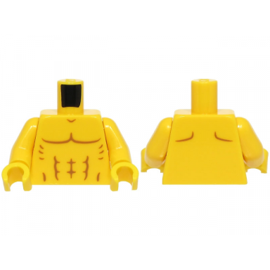 yellow torso bare chest with muscles outline shoulder contours on back pattern bam yellow arms yellow hands