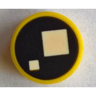 yellow tile round 1 x 1 with 2 white squares on black background pattern brickheadz hedwig eye