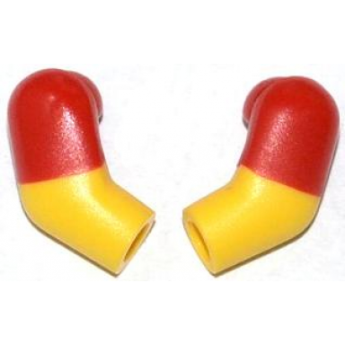 yellow arm matching left and right pair with molded red short sleeves pattern