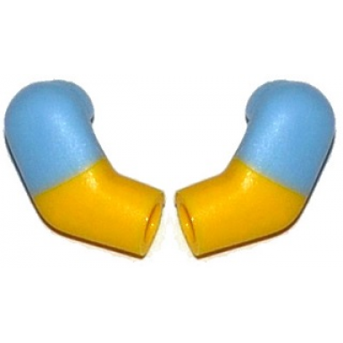yellow arm matching left and right pair with molded bright light blue short sleeves pattern