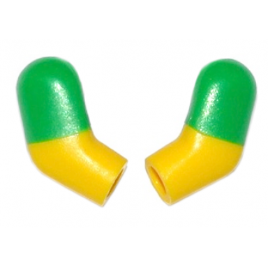 yellow arm matching left and right pair with molded bright green short sleeves pattern