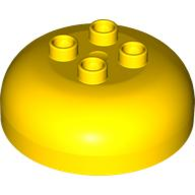 yellow duplo brick round 4 x 4 dome top with 2 x 2 studs