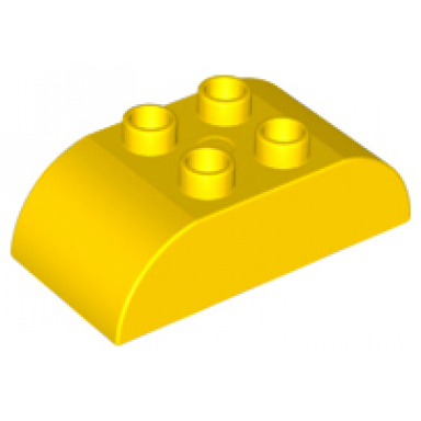 yellow duplo brick 2 x 4 slope curved double
