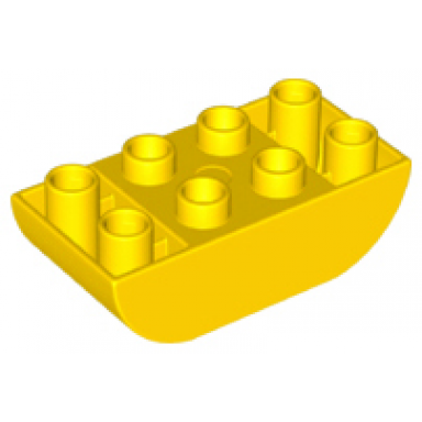 yellow duplo brick 2 x 4 slope curved inverted double