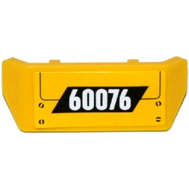 yellow vehicle spoiler with bar handle with white 60076 on black parallelogram pattern sticker - set 60076