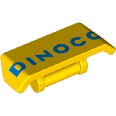 yellow vehicle spoiler with bar handle with blue dinoco pattern