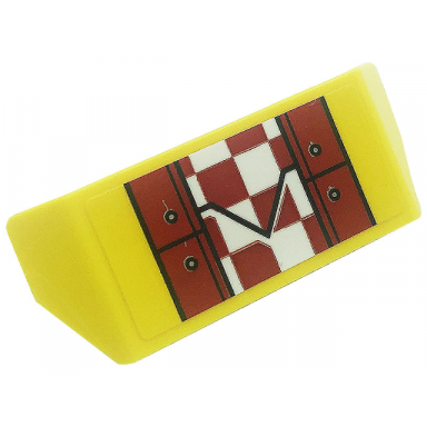 yellow vehicle spoiler with bar handle with hull plates silver dots and red and white checkered pattern sticker - set 80008