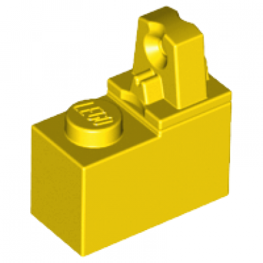 yellow hinge brick 1 x 2 locking with 1 finger top