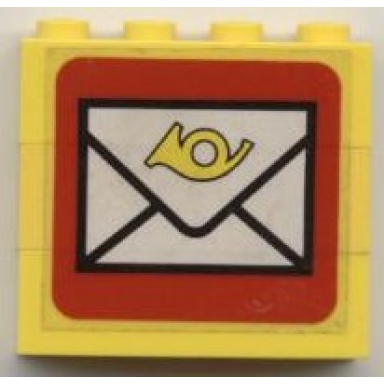 stickered assembly 4 x 1 x 3 with mail envelope pattern sticker - set 6362 - 3 brick 1 x 4