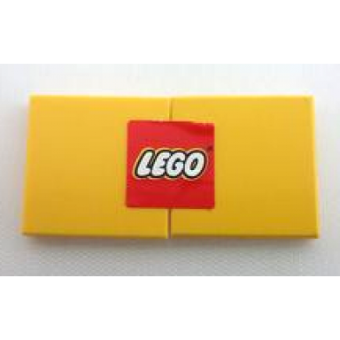 yellow stickered assembly 4 x 2 with lego logo pattern sticker - set 6692 - 2 tile 2 x 2
