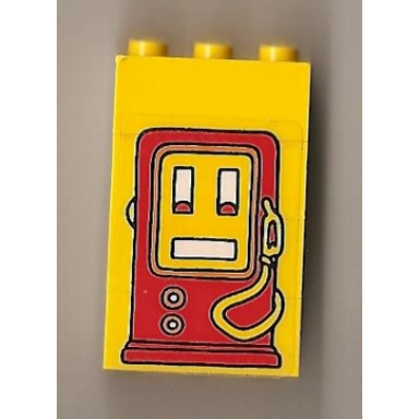 yellow stickered assembly 3 x 2 x 4 with fabuland gas fuel pump small pattern sticker - set 3666 - 4 brick 2 x 3