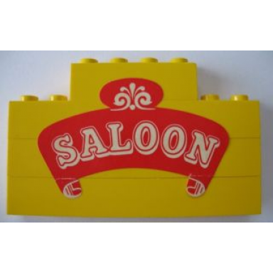 yellow stickered assembly 8 x 1 x 4 with saloon pattern sticker - set 365 - 3 brick 1 x 8 1 brick 1 x 4