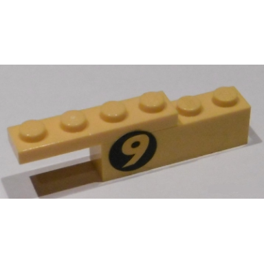 yellow stickered assembly 6 x 1 x 1 1 3 with number 9 on black circle pattern model left side sticker - sets 8159 8160 - 1 plate 1 x 4 1 brick 1 x 4