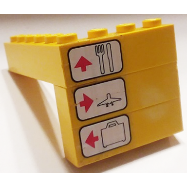 yellow stickered assembly 6 x 4 x 3 with airport sign directions pattern sticker - set 6392 - 2 brick 1 x 4 1 brick 1 x 3 1 brick 1 x 6