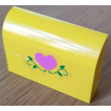 yellow stickered assembly 4 x 1 x 2 1 3 with dark pink heart green vines and leaves pattern sticker - set 5890 - 1 brick 1 x 4 1 slope curved 1 x 4 x 1 1 3