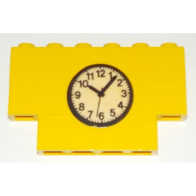 yellow stickered assembly 6 x 1 x 3 with clock pattern sticker - set 590 374-1 - 2 brick 1 x 6 1 brick 1 x 4