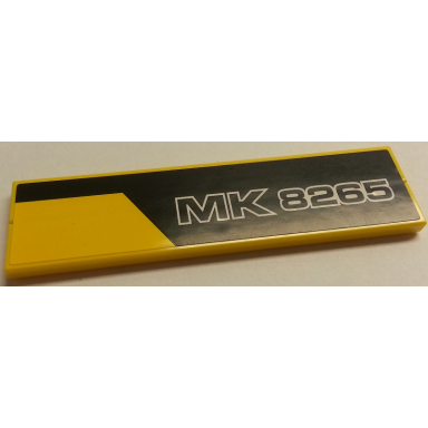 yellow stickered assembly 8 x 2 with black line and mk 8265 pattern model left side sticker - set 8265 - 2 tile 1 x 8