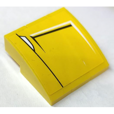 yellow stickered assembly 3 x 3 x 1 with air intake with black and white lines pattern model left side sticker - set 8169 - 3 slope curved 3 x 1