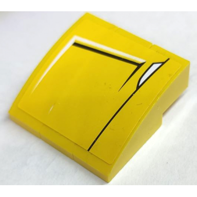 yellow stickered assembly 3 x 3 x 1 with air intake with black and white lines pattern model right side sticker - set 8169 - 3 slope curved 3 x 1