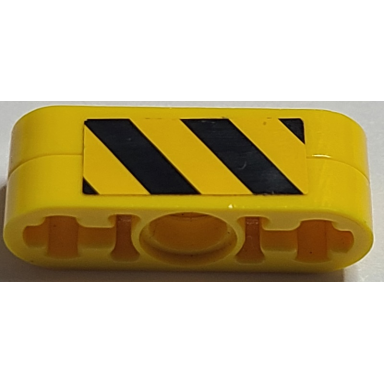 yellow stickered assembly 3 x 1 with black and yellow danger stripes pattern on both sides stickers - set 7905 - 2 technic liftarm 1 x 3 thin