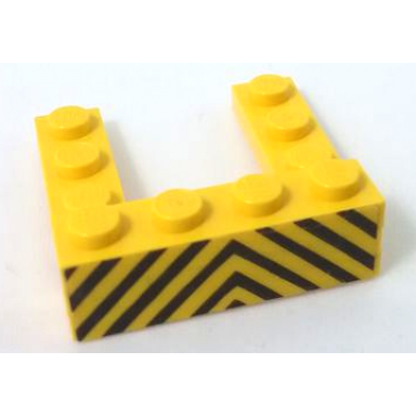 yellow stickered assembly 4 x 4 x 1 with black and yellow danger stripes pattern sticker - set 6383 - 1 plate 1 x 2 4 plate 1 x 4