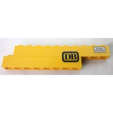 yellow stickered assembly 11 x 1 x 2 with db and brussell amsterdam pattern stickers - set 7710 - 1 brick 1 x 4 1 brick 1 x 6 1 brick 1 x 8