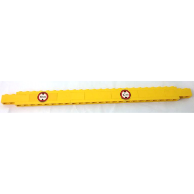 yellow stickered assembly 28 x 1 x 1 2 3 with 10m maximum height warning signs pattern model left side stickers - set 4555 - 6 plate 1 x 8 7 brick modified 1 x 4 with channel