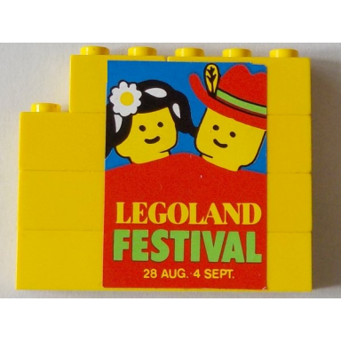 yellow stickered assembly 6 x 1 x 4 with legoland festival pattern model left side sticker - set 1592-2 - 1 brick 1 x 2 1 brick 1 x 3 3 brick 1 x 6